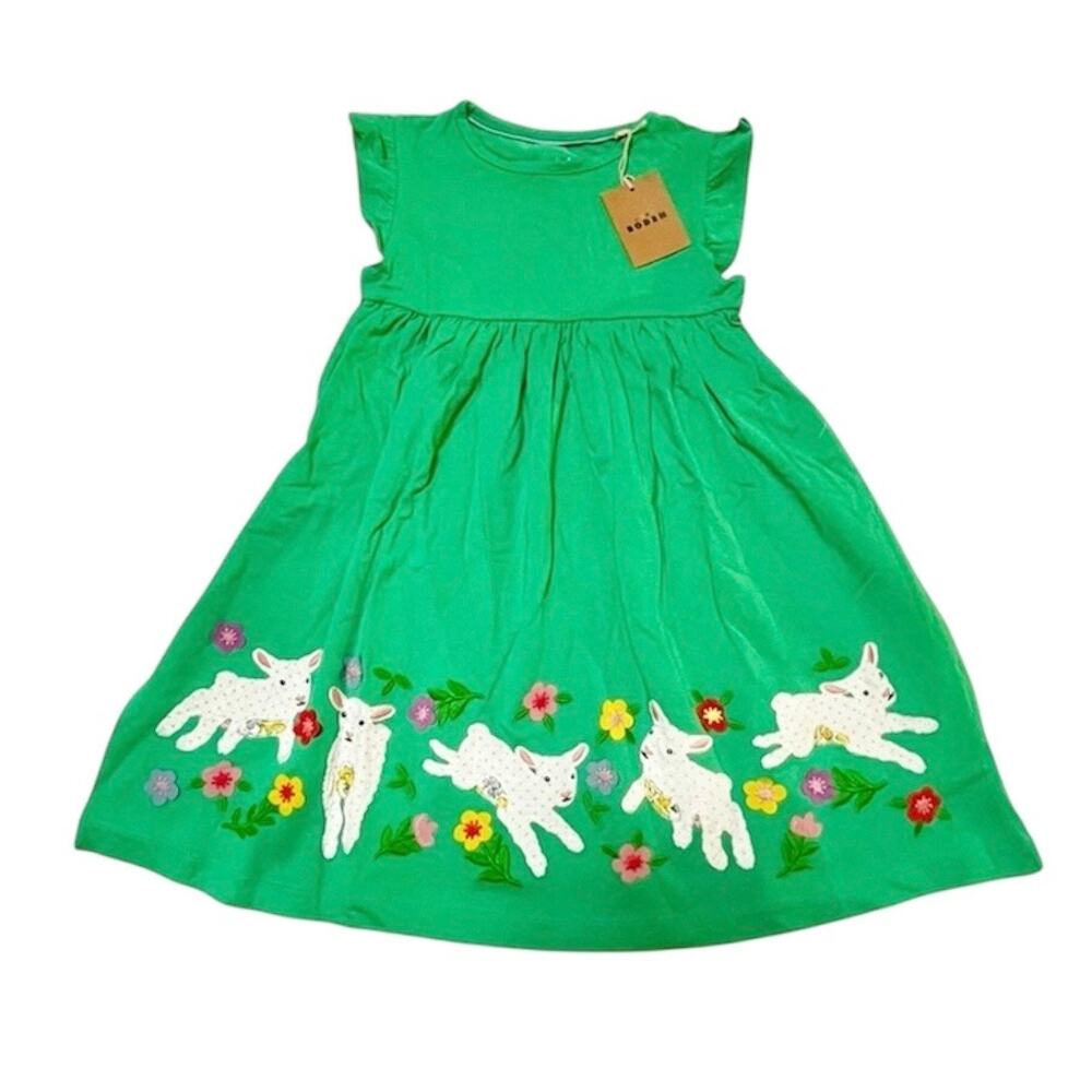 NWT Mini Boden Lamb Flower Appliqué Dress Size 6/7